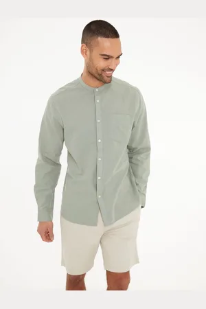 Threadbare Mandarinkrave Hør Blend Langærmet SkjorterX-Large