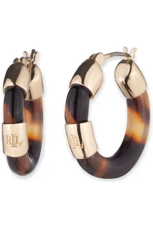Ralph Lauren Gold Tone 22inch Logo Hoop Earringsen