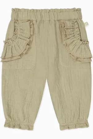 Mori Sage Green 100% Organic Cotton Muslin Frilled Trousers3 - 6 måneder (62 - 68cm)