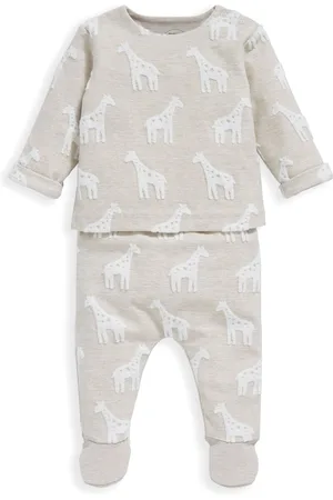 Mamas & Papas Giraffe Textured 2 Piece Outfit Brown SetNyfødt