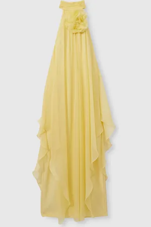 Halston Heritage Aftagelig Flæsekant Chiffon Maxikjole36