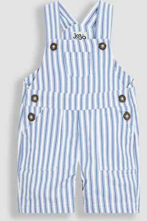 JoJo Maman Bébé Striped 100% Cotton Dungarees9298cm
