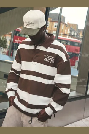River Island Stripe Open Hem Rugby 100% Cotton Hoodielarge
