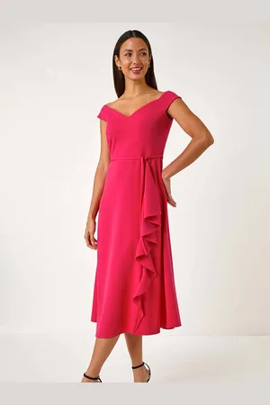 Roman Bardot Ruffle Wrap Dress40