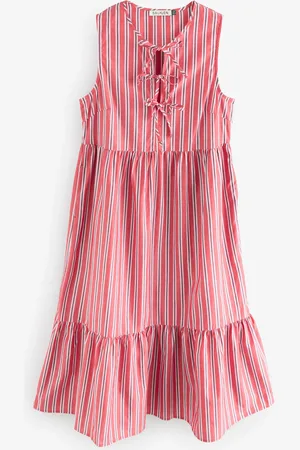 Baukjen Red Devia Tie 100% Organic Cotton Midi Dress42