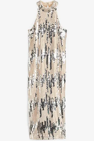 Sosandar Champagne Scatter Sequin Halterneck Wow Kjole40