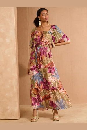 Love & Roses Kimono Sleeve Square Neck Belted Maxi Dress42