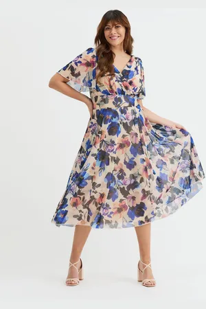 Scarlett & Jo Victoria Angel Sleeve Mesh Midi lang Kjole