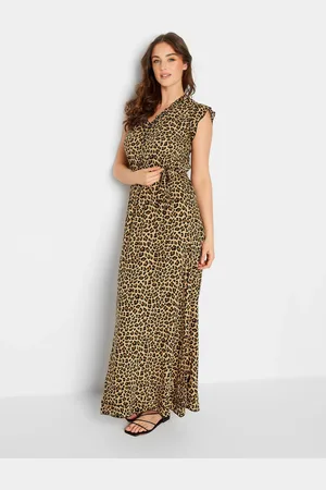 Long Tall Sally Animal Print Frill Sleeve Maxi Dress36 Høj