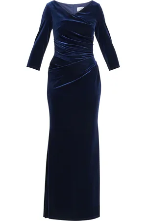 Gina Bacconi Blue Sophie Velvet Maxi Dress With 3/4 Sleeve50