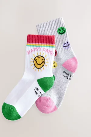 Next Cotton Rich Smiley World Cushioned Sole Socks 2 PackUK 6 - 8.5