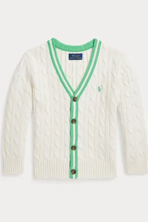 Ralph Lauren Boys Cable Knit Stripe Detail Cricket Cardigan7 år
