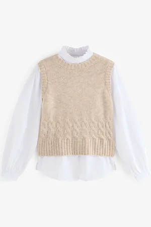 Laura Ashley Knitted Cable Tank Shirt Layer Topsmall