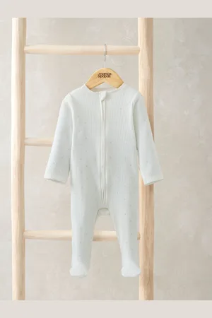 Mamas & Papas Spot Print White Sleepsuit50cm