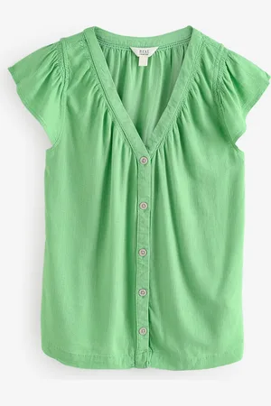 Next Button Down Flæsekant Ærmet Top Med Hør44