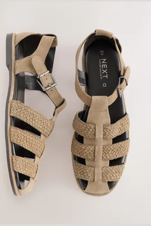 Next Forever Comfort Læder Rund Lukket Toe Weave Detail Fisherman Sandalereu37