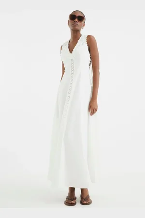 River Island Lace Insert 100% Cotton Midi Dress38