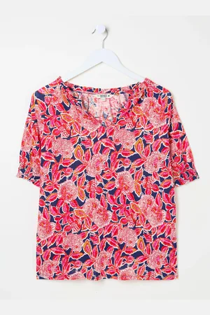 Fat Face FatFace Short Sleeve Batik Floral Top52