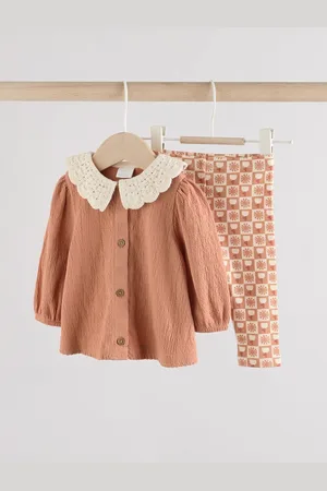 Next Frill Collar Top and Printed Leggings 2 Piece Set8086cm