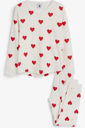 Petit Bateau Hvid Hjerte 100% bomuldspyjamas3 år (98cm)