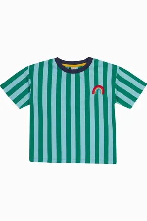 Frugi Blue Relaxed Striped Non Appliqué 100% Organic Cotton T-Shirt116122cm