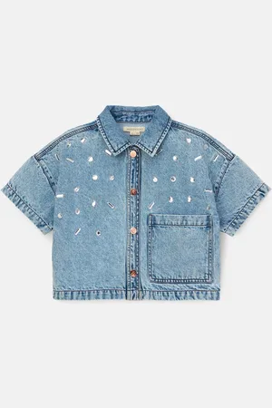Angel & Rocket Zeta Diamonte Short Sleeve 100% Cotton Denim Shirt6 år (116cm)