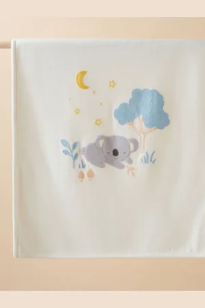 Purebaby Embroidered Lined 100% Cotton BlanketEn