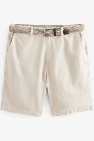Next Hør Chino-shorts i bomuld med bælte inkluderet32 R