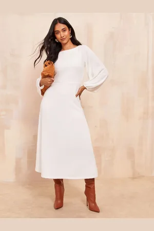 Friends Like These Long Sleeve Fluffy Batwing Midi Dress44