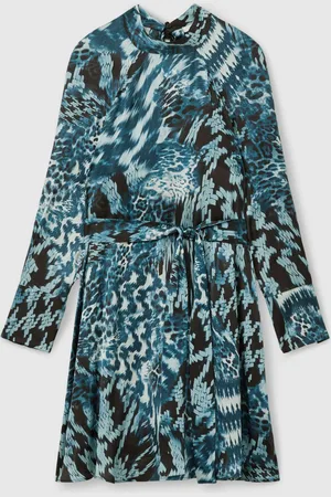 Reiss Ester Printed Belted Tie Neck Mini Dress42