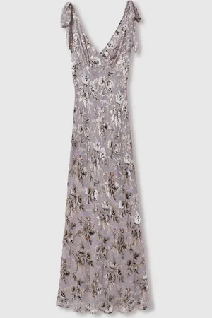 Paige Satin Blomster Maxikjole Med Silke36