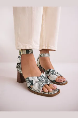 Next Signature Square Toe Cross-Over Detail Ankle Strap Block Sandalseu38