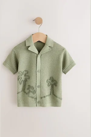 Next 100% Bomuld Textured Revere Collar Kortærmet Knitted Polo-skjorter (3mdr.-7år)116122cm