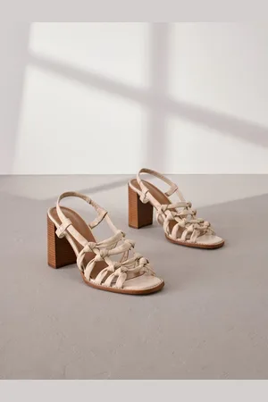 Next Signature Premium læder Square Toe Cage Slingback Block hæle Sandalereu37