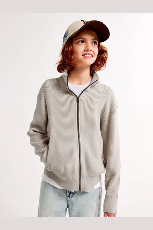 Abercrombie & Fitch Natural Ribbed Zip-Up Jacket11 - 12 år (146 - 152cm)