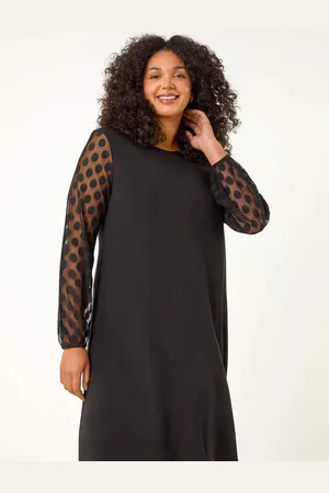 Roman Curve Spot Stretch Mesh Swing Dress46