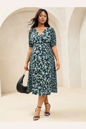 Lipsy London Blomster Mixed Tryk Kortærmet Viscose Midi Kjole44