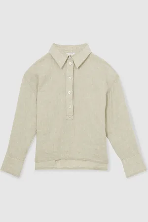 Reiss Nina Linen Overhead Open-Collar Shirt44