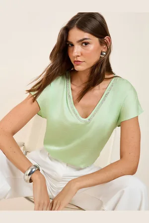Friends Like These V-Neck Diamante Trim Short Sleeve Blouse40