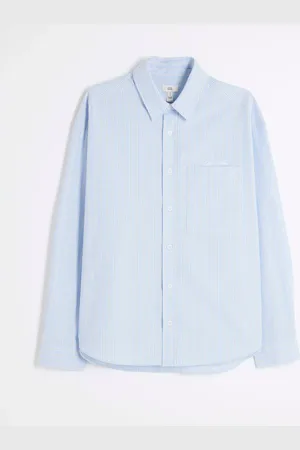 River Island Langærmet Stribet Oxford 100% Bomuld SkjorterStor