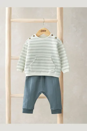 Mamas & Papas Green Stripe Top And Leggings Set56cm