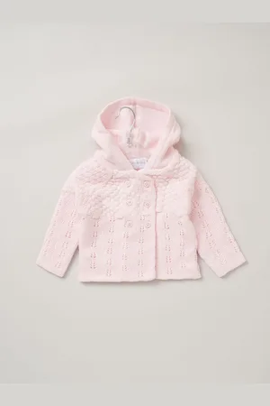 Rock-a-bye Baby Boutique Pink Double Knit Hooded 100% Cotton Cardigan3 - 6 måneder (62 - 68cm)