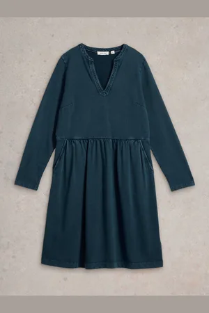 White Stuff Thea Denim Jersey 100% Organic Cotton Dress38