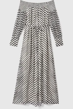 Reiss Fabia Striped Bardot Maxi Dress38