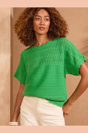 Love & Roses Scallop Stitch Grown On Sleeve Knit Top38