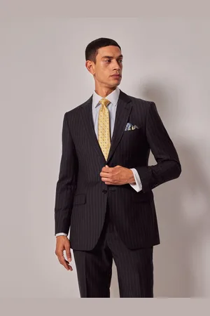 Hawes & Curtis Slim Chalk Stribet Sort Jakkesæt Jakke97cm R (UK 38 R)