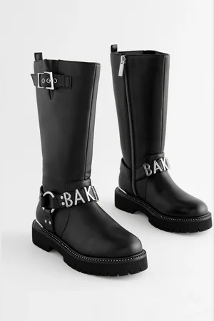 Ted Baker Girls Tall Buckled Knee High Black Boots