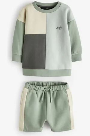 Next Oversized Colourblock 100% Cotton Sweatshirt and Shorts Set (3mths-7yrs)6 - 9 måneder (68 - 74cm)