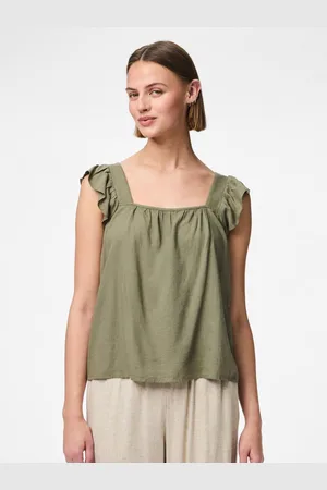 Pieces® Linen Blend Frill Sleeve Vest TopL 12