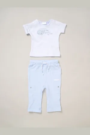 Rock-a-bye Baby Boutique Blue 100% Cotton Printed T-Shirt and Adjustable Trousers Outfit Set5662cm